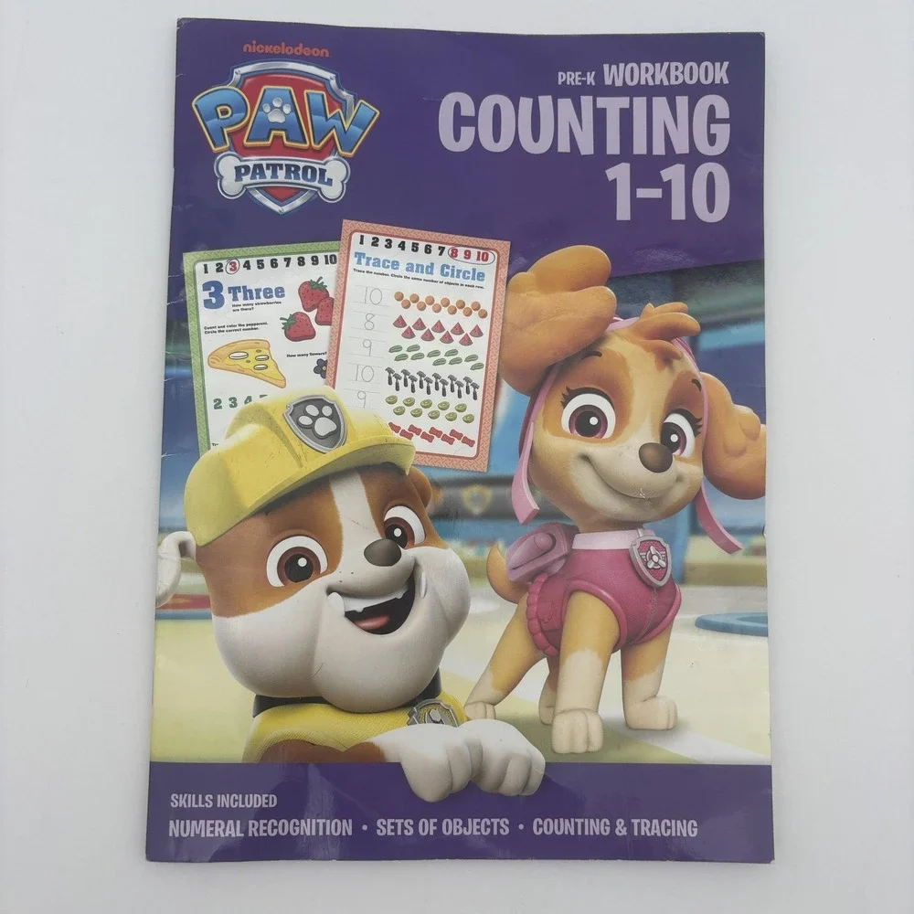 Paw‎ Patrol Pre-K Workbook Counting 1-10 Nickelodeon Purple PB Kids Activity